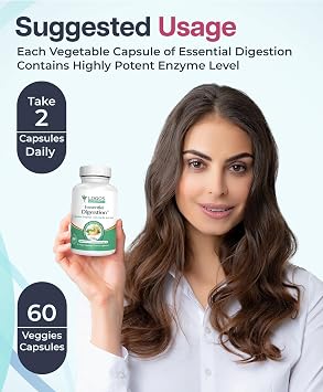 Essential Digestion 90 Veggie Caps - Digestive Enzymes to Improve Digestive and Gut Health and Relieve Digestive Issues - for Men and Women