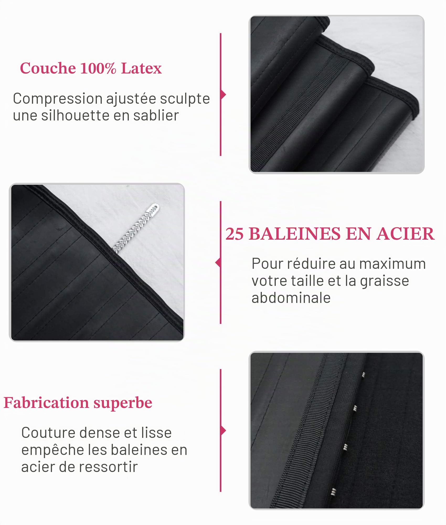 YIANNA Gaine Ventre Plat Femme Corset Minceur Ceinture Amincissante Serre Taille Waist Trainer Body Sculptant Invisible Noir 25 Acier Squelette 2XL 11787