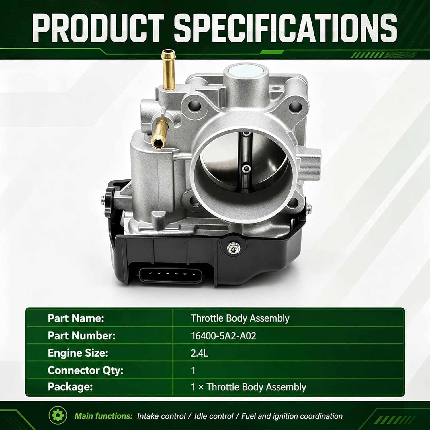Throttle Body Assembly 2.4L Compatible with Accord 2013-2017, Compatible with CR-V 2015-2019 Replacement 16400-5A2-A02
