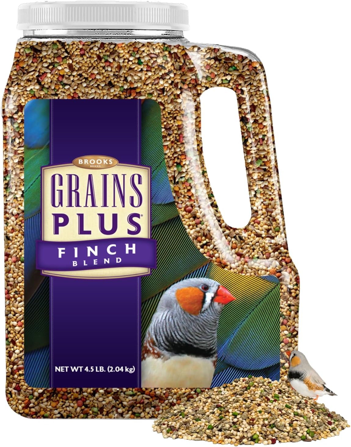 Brooks Brand Grains Plus Finch Blend Bird Food, Nyjer Seeds, Finches Bird Seed Mix, Gold Finch Niger Seeds for Birds, Finches Food for Indoor Birds (4.5 lbs)