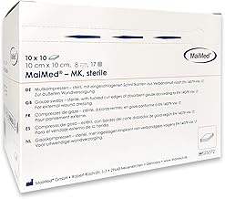 Sterile Compresses 10 x 10 cm - Pack of 100 Gauze Dressings 8-Ply Lint-Free - Gauze Swab Sterile & Non-Adhesive Wound Dressings for Dressing & Care