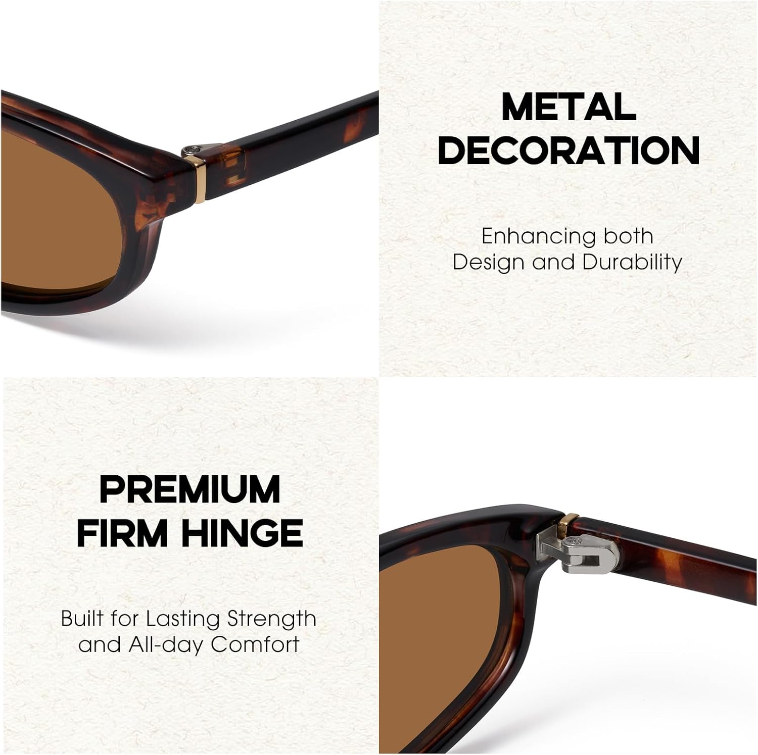 mosanana Retro Cat eye Sunglasses Rectangle Oval Y2k Women 90s Trendy Narrow Small MS52583 C2 Tortoise/Brown image 5 of 7 B0FG2C76Y1