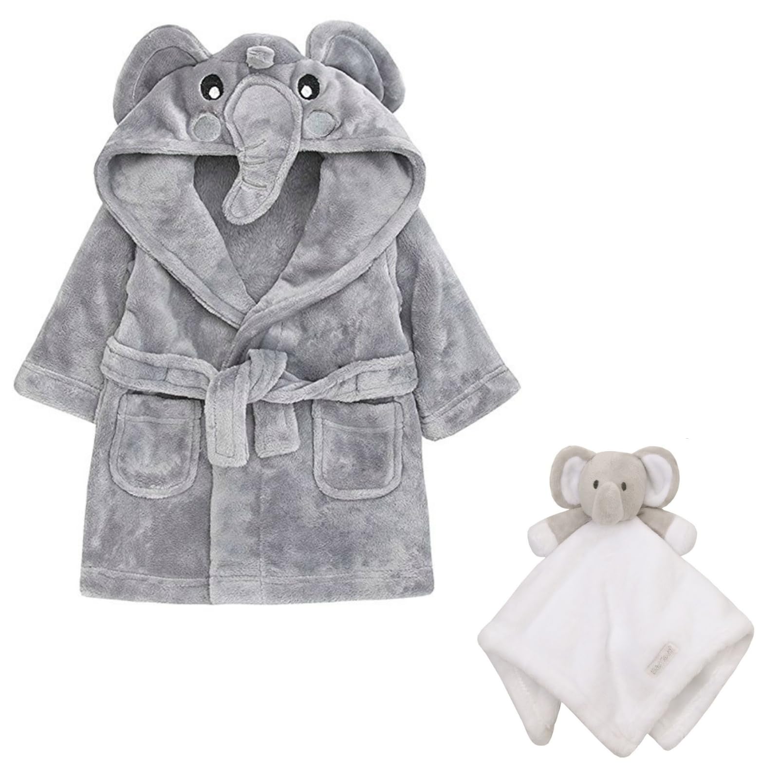 Baby Dressing Gown Comforter Set, Neutral Baby Clothes Gift Set for Boys and Girls, Perfect for Gender Reveal, and gift Hamper 0, 6 Months, Elephant