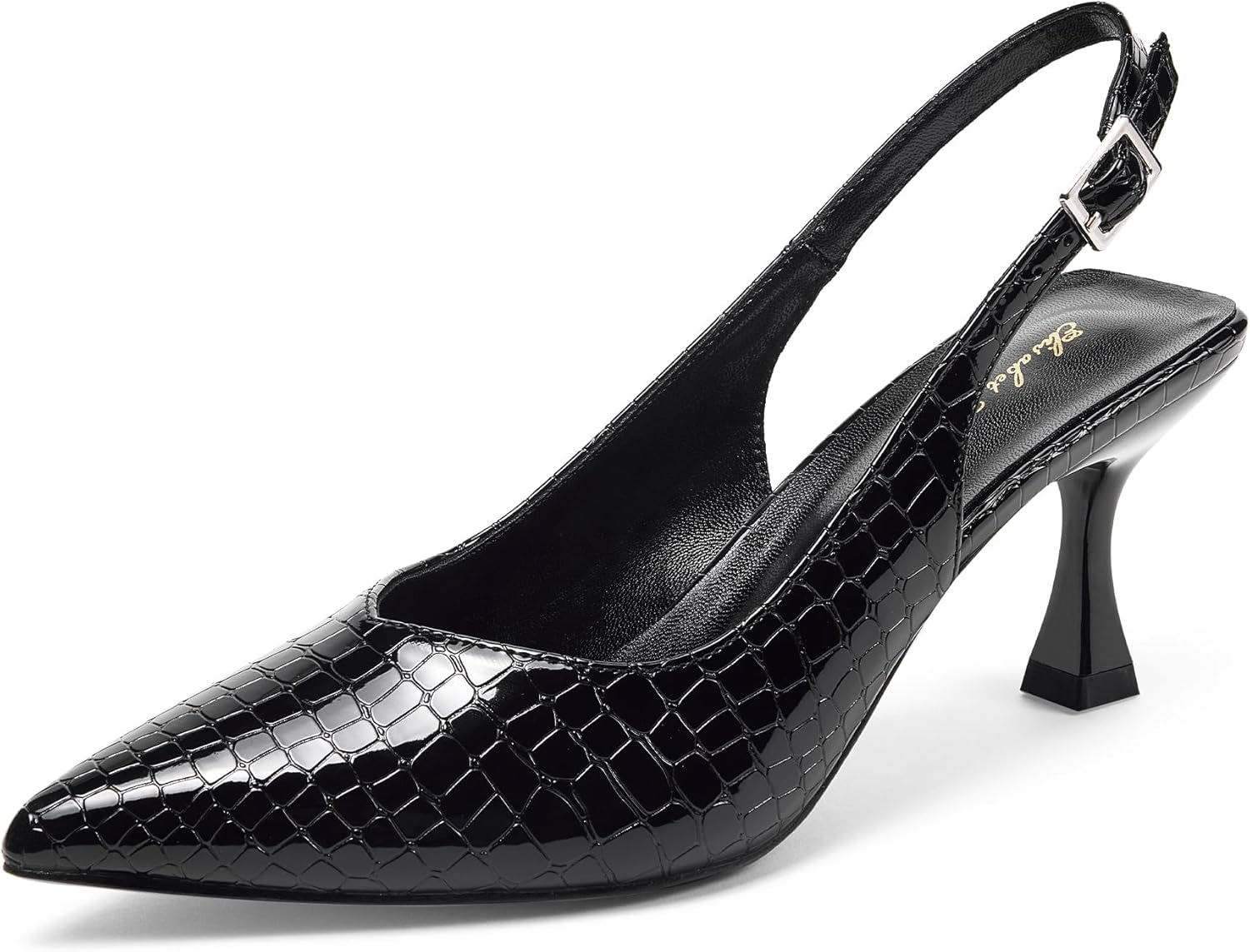 Elisabet Tang Women's Kitten Heel Slingback Low Pumps 3 Inches Stiletto Pointed Closed Toe Elegant Dressy Bridal Wedding Party Shoes