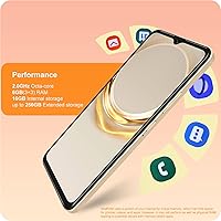 Vista 6 de A3 4G teléfonos Android desbloqueados 6.6” pantalla HD+ Android 12 teléfono inteligente Octa-Core 6(3+3)+16GB/256 TF Dual SIM teléfono celular Oro