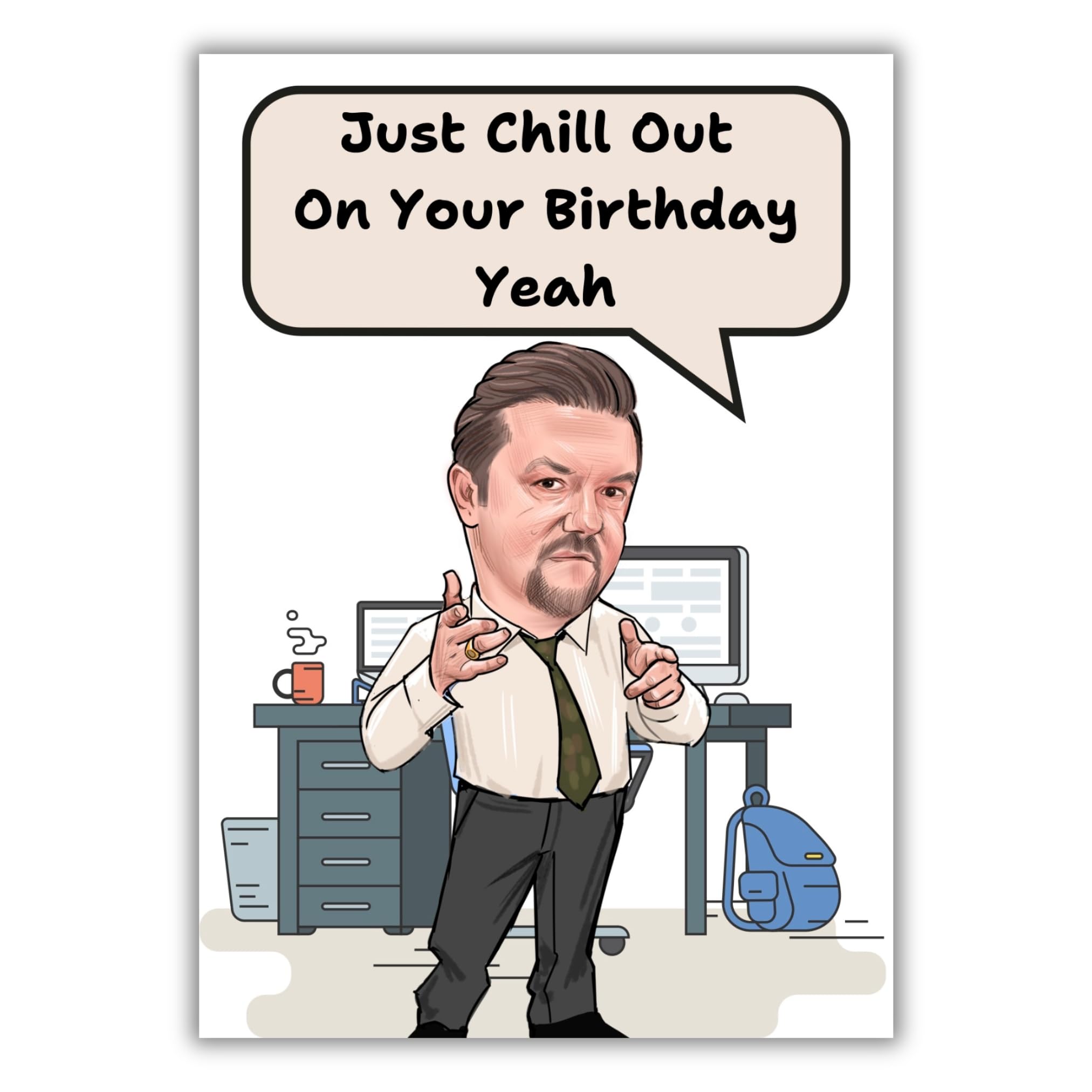 Talking David Brent Birthday Card – Funny Voice Message Inside – The Office UK Parody Greeting Card for Him, Friends, Adults