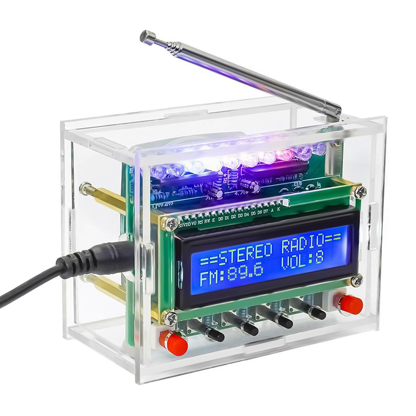 APKLVSR FM Radio Kits, DIY Electronic Soldering Kit, Radio FM with LCD  Display, FM 87-108 MHz Soldering Exercise Kit, Wireless Receiver for  Learning and Teaching, with Acrylic Housing : Buy Online at
