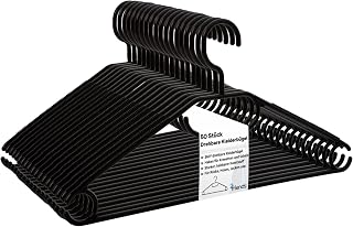 Kleiderbügel schwarz 50 Stück mit drehbaren Haken, Bügel Kunststoff, Kleiderbügel Plastik schwarz, Made in EU, Kleiderbügel Haken platzsparend, 100% Recyclingmaterial
