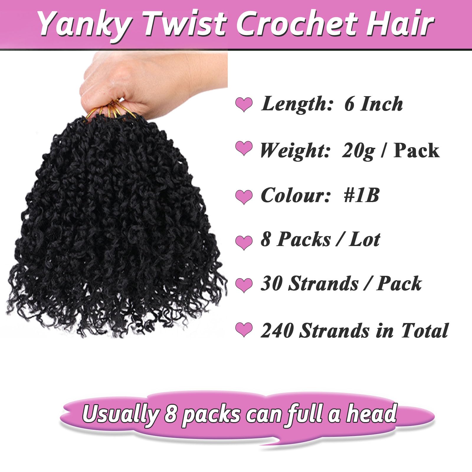 Samtress Pre Looped Yanky Twists Hair 6 Inch Ombre Brown Senegalese Twist Crochet Hair 8 Packs Passion Twist Braiding Hair Short Pre-twisted Mini Curly Twist Crochet Braids Hair Extensions (#RS30) - Image 2