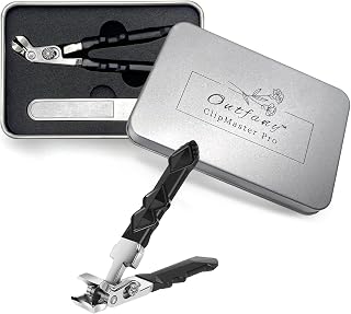 Outfany ClipMaster Pro Nail Clippers Angled Head Nail Clippers for Seniors - Ergonomic Toenail Clipper for Thick Nails, Premium Steel Nail Cutter Trimmer with Catcher for Men and Women - Black