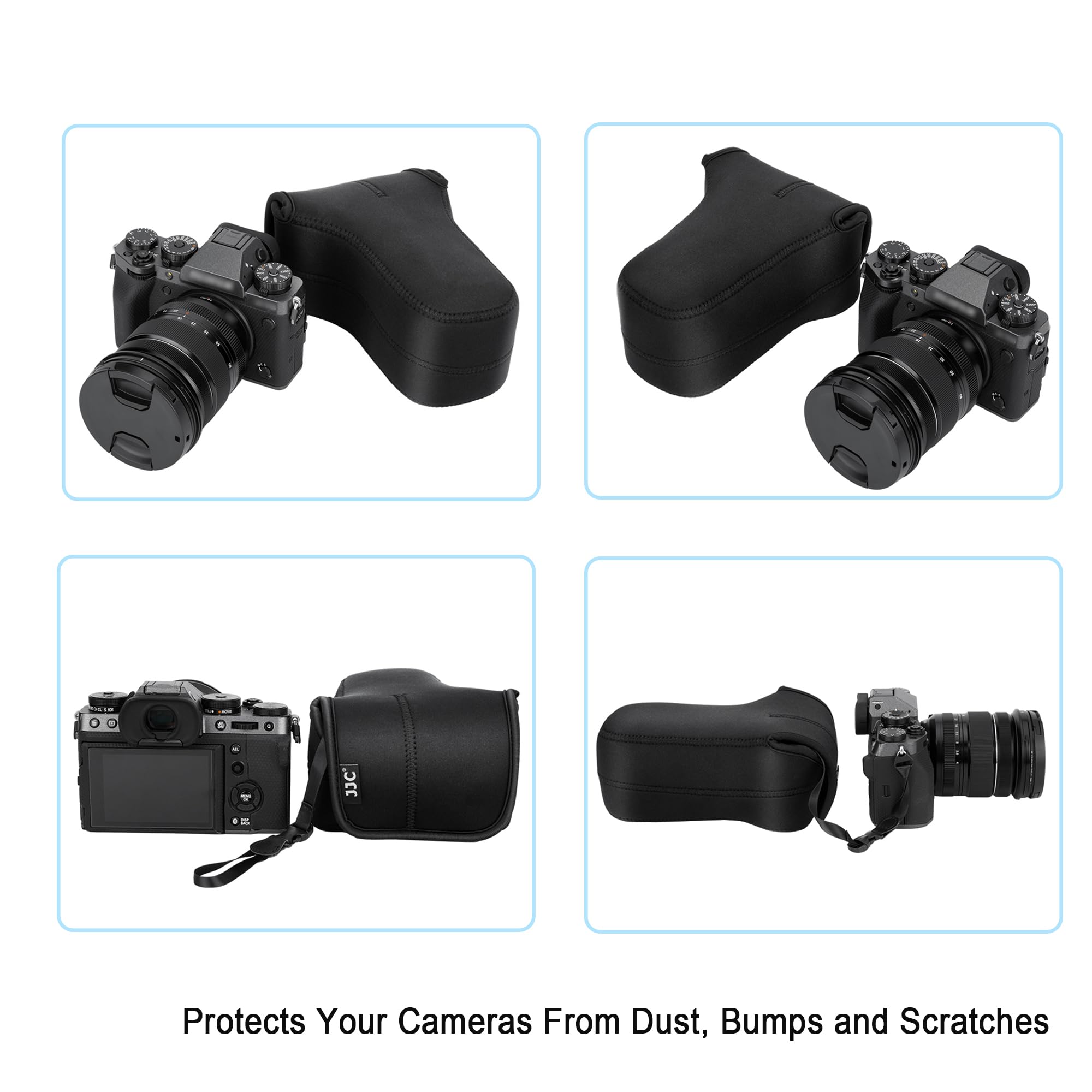 JJC Custodia per Fotocamera Mirrorless per Canon EOS M50 M5 M6 Mark II + EF-M 55-200mm/EF-M 18-150mm Obiettivo, per Fuji Fujifilm X-T30 X-T20 X-T10 X-T100 X-E3 + XF 55-200mm/XC 50-230mm Obiettivo