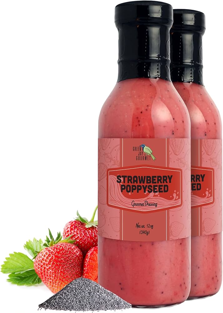 Amazon.com : Green Jay Gourmet Strawberry Poppyseed Salad Dressing  Sweet  & Fruity with a Hint of Tang  Handcrafted in USA  Great for Salads,  Glazes & Marinades  2 x