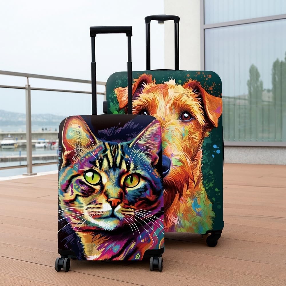 Personalized Luggage Cover Cute Russian Black Siamese Cat Suitcase Protector Washable Elastic Baggage Cover For Pet Lovers Fits 18"-32" Luggage Style 3