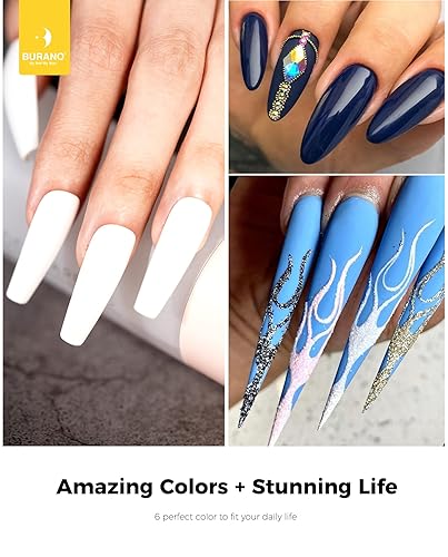 Miniatura 2 de BURANO Kit de uñas de gel de extensión de poli, juego de uñas de gel constructor de uñas de 6 colores para principiantes y profesionales, kit de