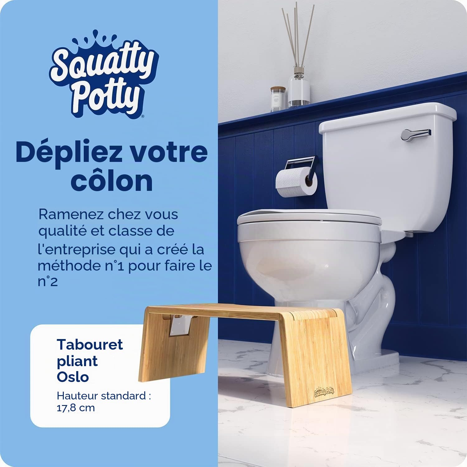 Squatty Potty Oslo Pliante Bambou Toilettes Tabouret 7-Pouce Pliable Bain Tabouret Adultes Enfants Brun