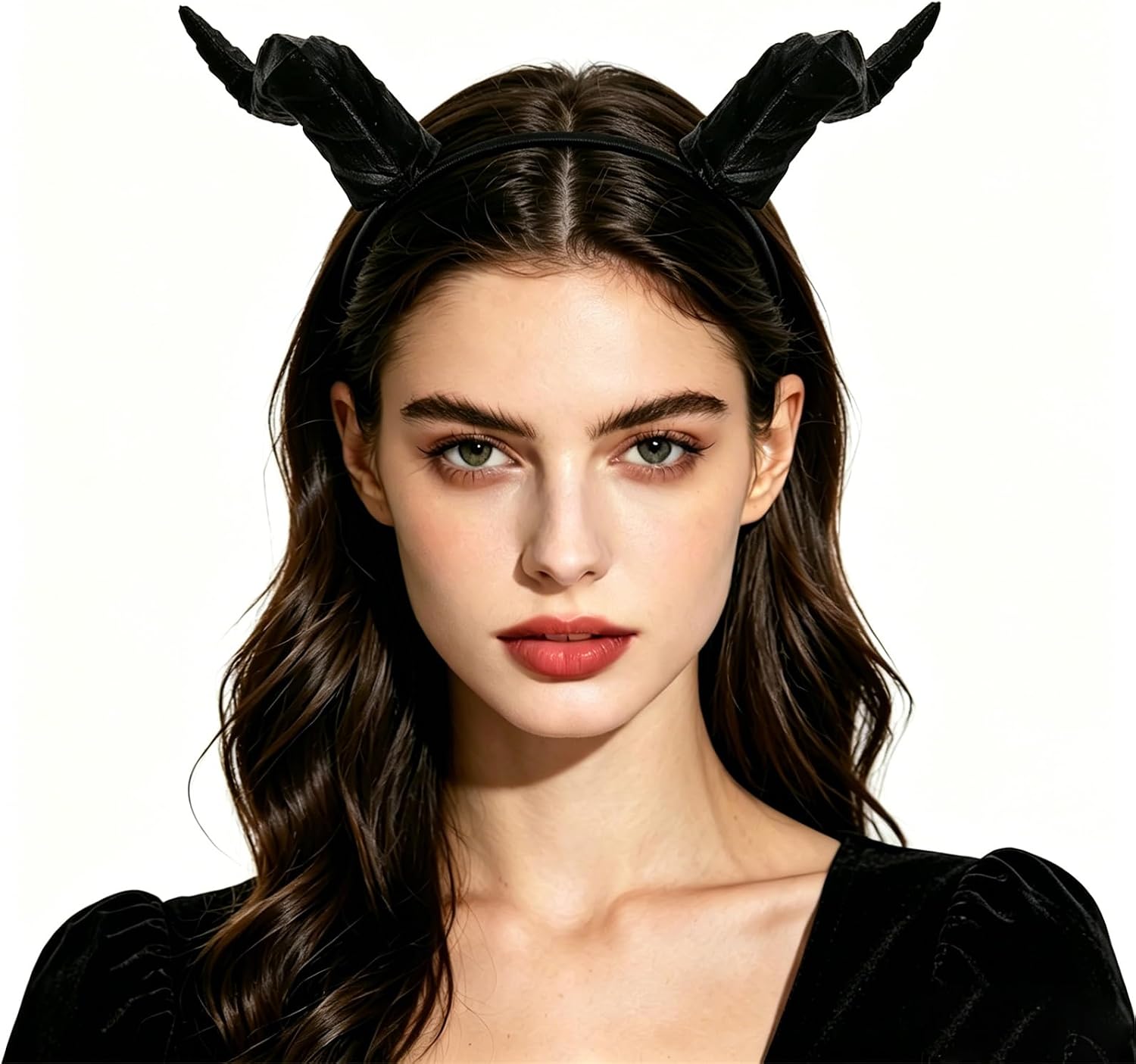HOOTERCOS Devil Horns Headband, Black Red Demon Horns Costume Accessory for Halloween Cosplay Party