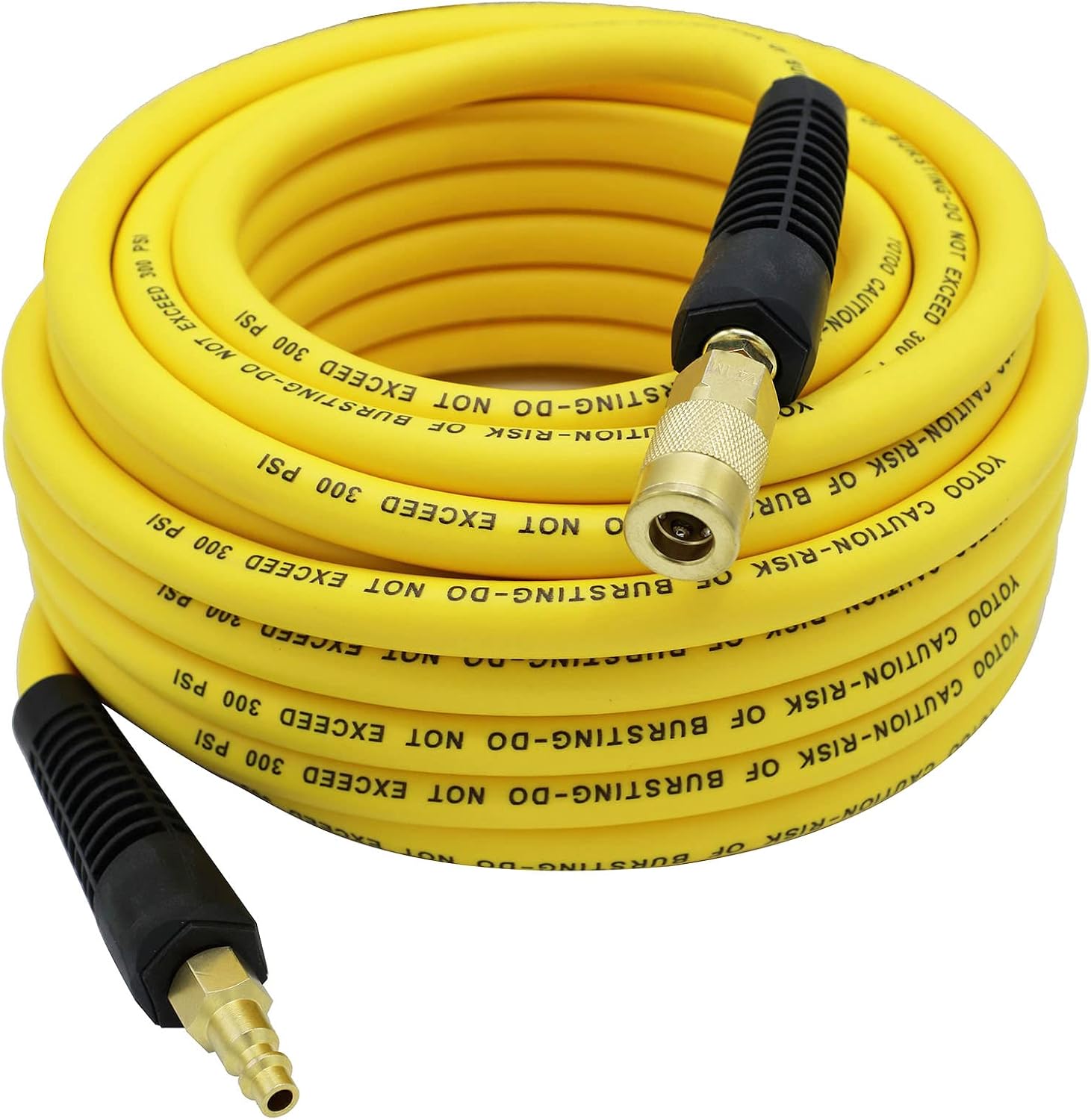 YOTOO Hybrid Air Hose 3/8-Inch by 50-Feet 300 PSI Heavy Duty, Lightweight, Kink Resistant, All-Weather Flexibility with 1/4-Inch Industrial Air Fittings and Bend Restrictors, Yellow