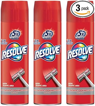 Resolve High Traffic Carpet Foam, 22 oz Can, Cleans Freshens Softens & Removes Stains Pack of 3