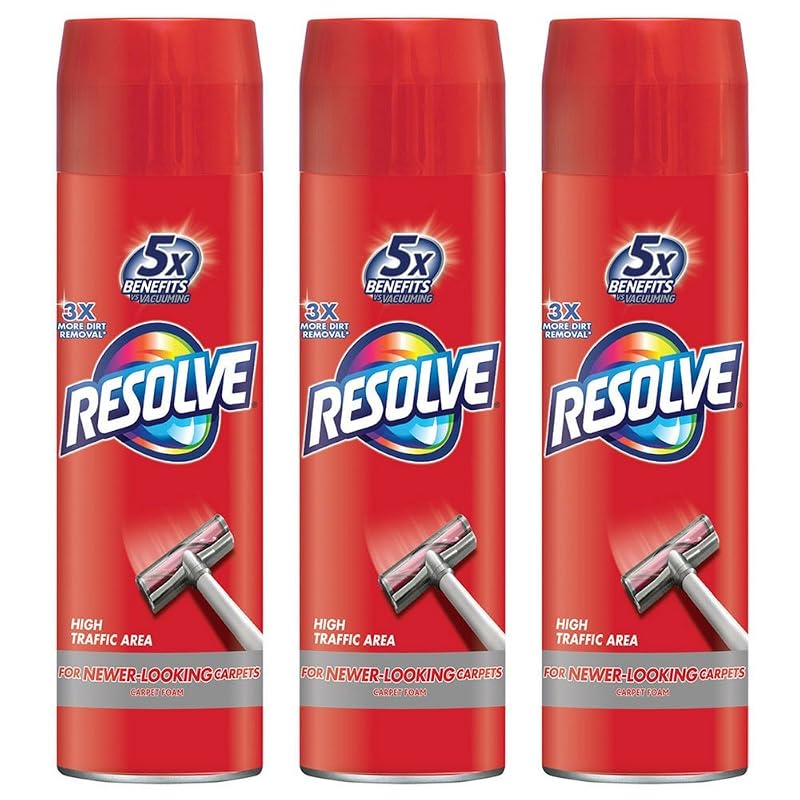 Espuma Limpadora para Carpetes Resolve High Traffic, 650 mL, Sem Fragrância, Pacote com 3