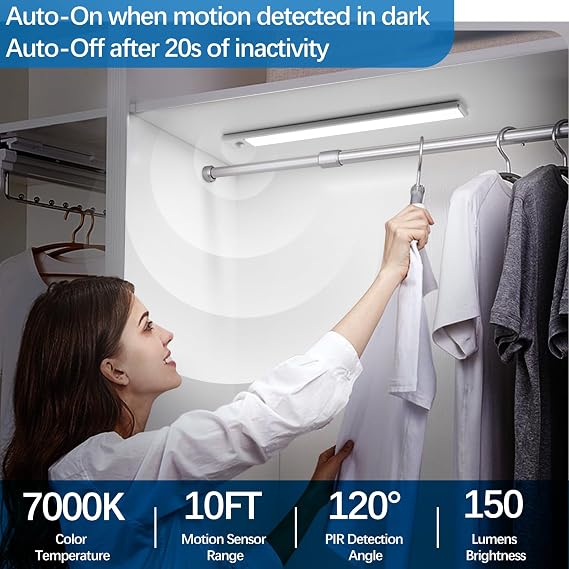 Bundle--2 Items:YLXS 5 Pack 3 Colors Under Canbinet Light Bundle with 3 Pack Closet Lights