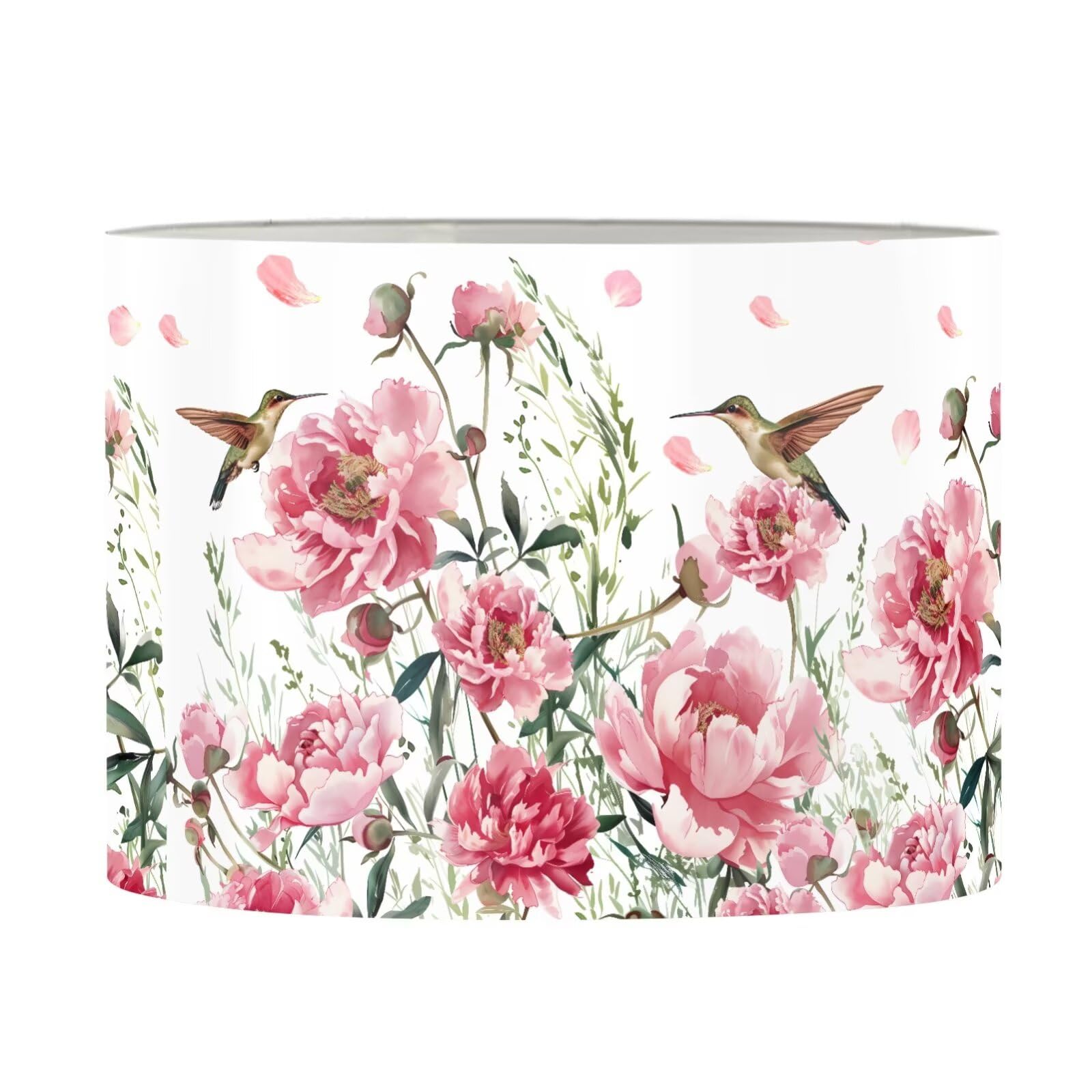 FANCOSAN Floral Humingbird Drum Lampshade Cover Well Constructed Lamp Shade for Home Decor Living Room Bedroom Study Dorm Desk Table Nightstand Lampshades L