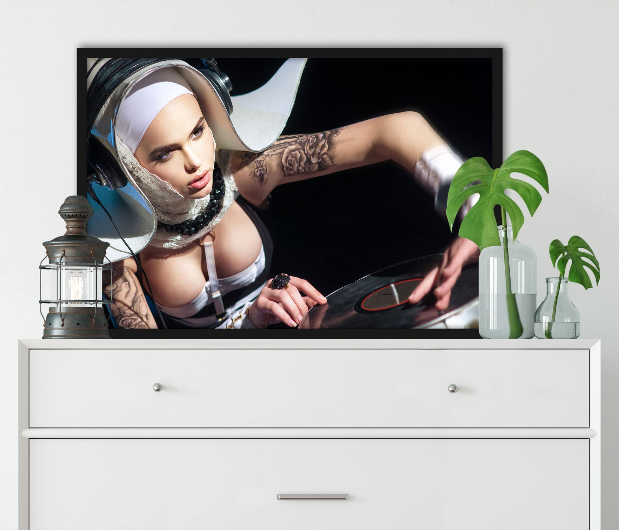 Poster da donna tatuata, con cornice, 100 x 70 cm