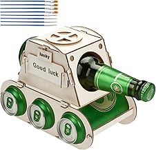 APOMOONS Personalised Wooden Tank Design Bottle Carrier - Beer Gifts for Men, Unique Gift for Men for 30th, 40th & 50th Birthday, Wooden Bottle Carrier (A)