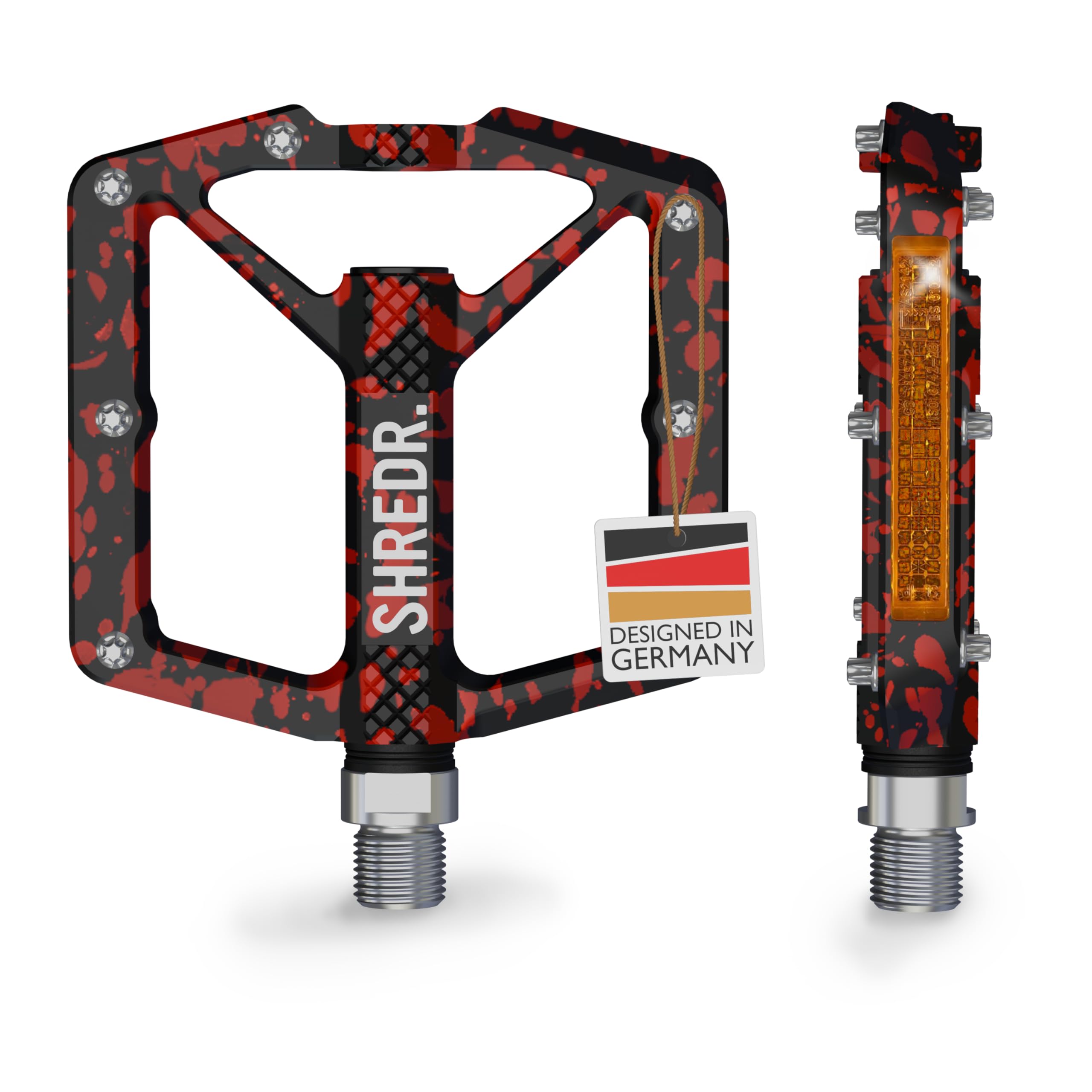 Shine Pedale für MTB | Hochwertige Flatpedals fürs Mountainbike | Mit Reflektoren (StVZO konform) | Special Edition - Unikat