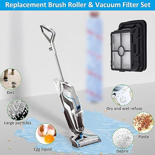 Miniatura 5 de Piezas de repuesto para aspiradora Bissell CrossWave, paquete de 2 rollos de cepillo multisuperficie Bissell CrossWave 1868, sin enredos, paquete