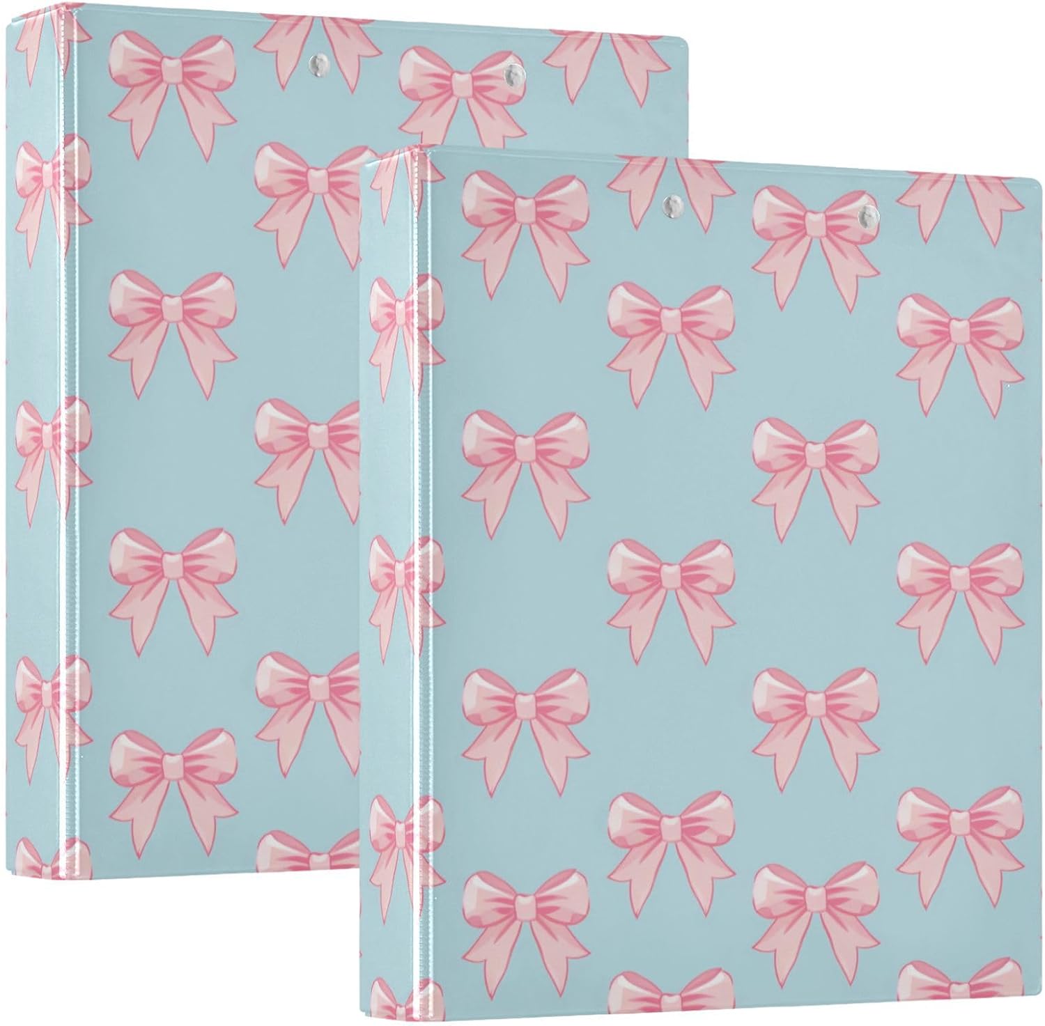 3 Ring Binder 1 Pack Feminine Romantic Bow Binder with 2 Pockets Nice Three Ring Binder with 1.5 inch Round Ring for School or Office Supplies