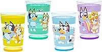 Zak Designs Bluey Nesting Tumbler 4-Pack - 14.5oz Durable BPA-Free Plastic Cups with Fun Bluey Characters for Kids