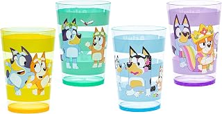 Zak Designs Bluey Nesting Tumbler Set 14.5oz 4-Pack - Durable BPA-Free Plastic Kids Cups with Fun Characters
