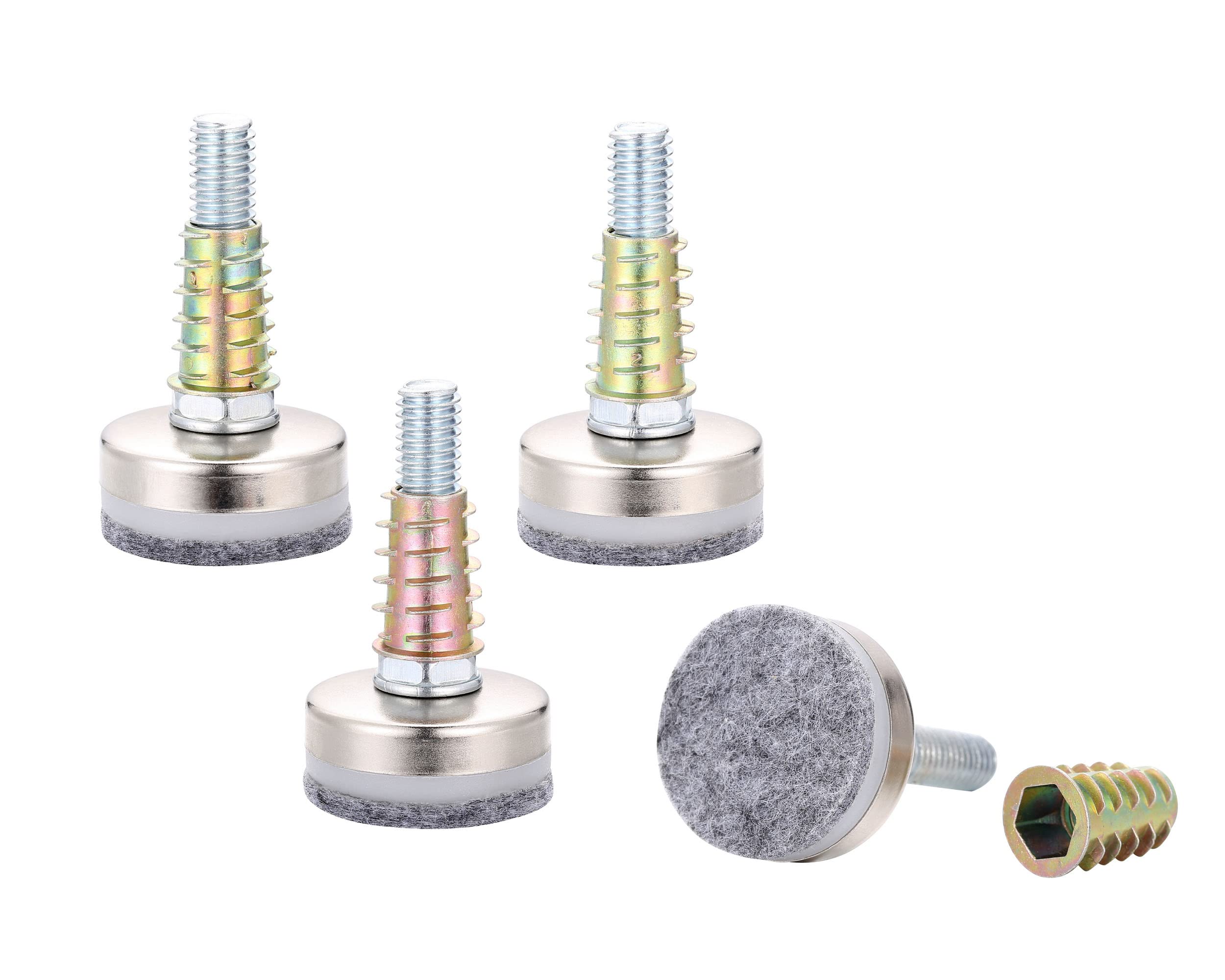 Lpraer 4er Nivellierfüße Möbelfüße Set Verstellbare Füße Möbel Nivellierer Metall Möbelbeine Stellfüße mit Filzgleiter für Möbel Stühle Tische Stuhlbeine(M9 x 38 x 35mm)
