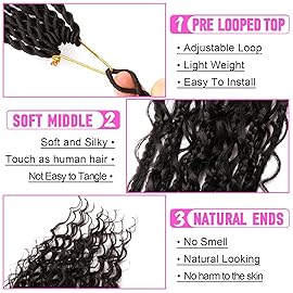 Goddess Boho Box Braids Crochet Hair-8 Packs 14 Inch Crochet Box Braids for Black Women Pre Looped (1B, 14 Inch (Pack of 8))