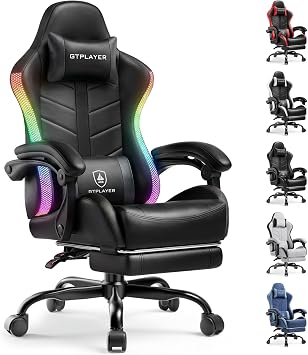 GTPLAYER Gaming Chair, Computer Game Chair for Adults, RGB Black