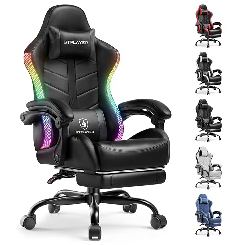 GTPLAYER Gaming Chair, Computer Game Chair for Adults, RGB Black