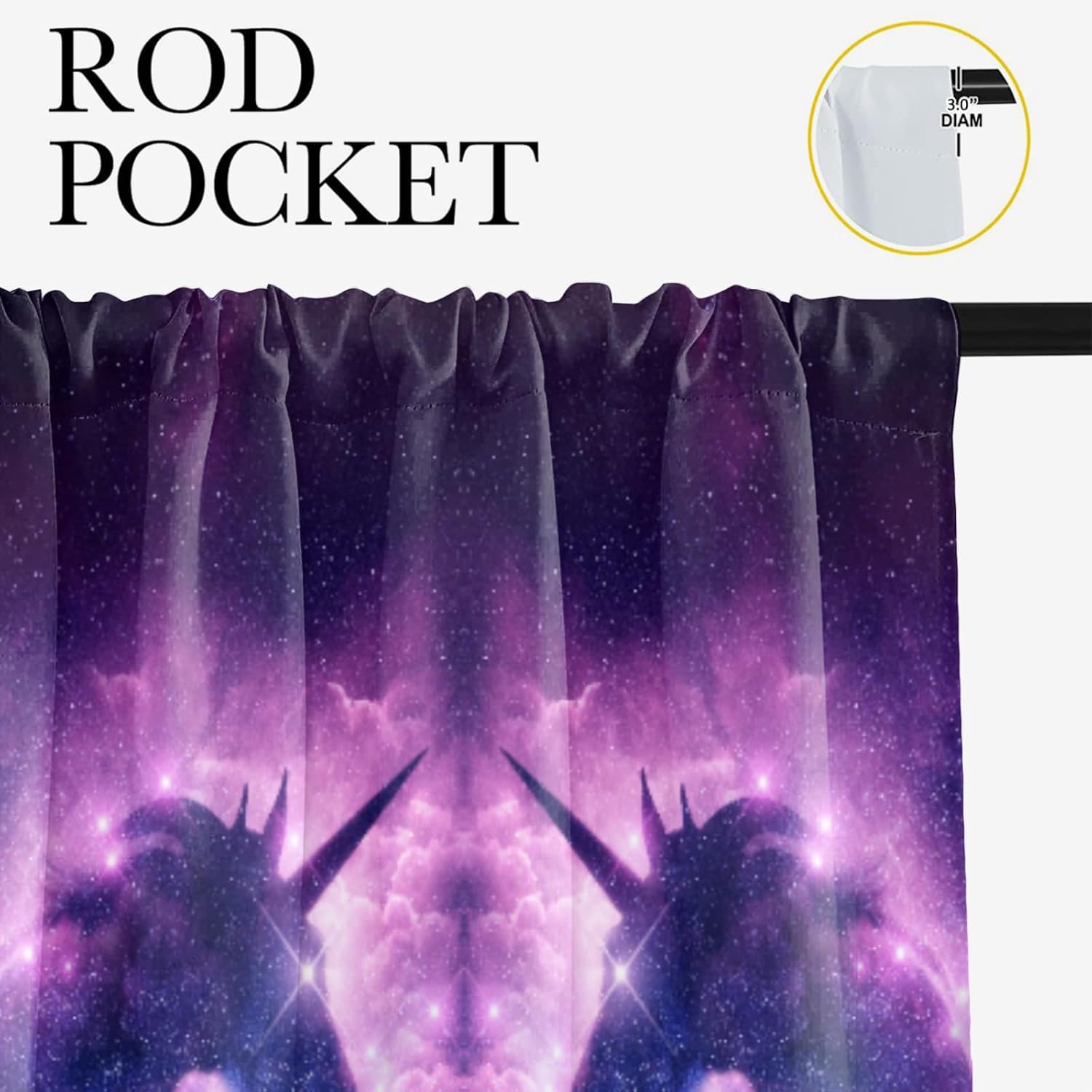 Starry Sky Unicorn Curtains, Fantastic Galaxy Art with Unicorn Thermal Insulated Blackout Curtain for Girls Bedroom Kids Room Decor Window Drapes 2 Panels W42 xL63