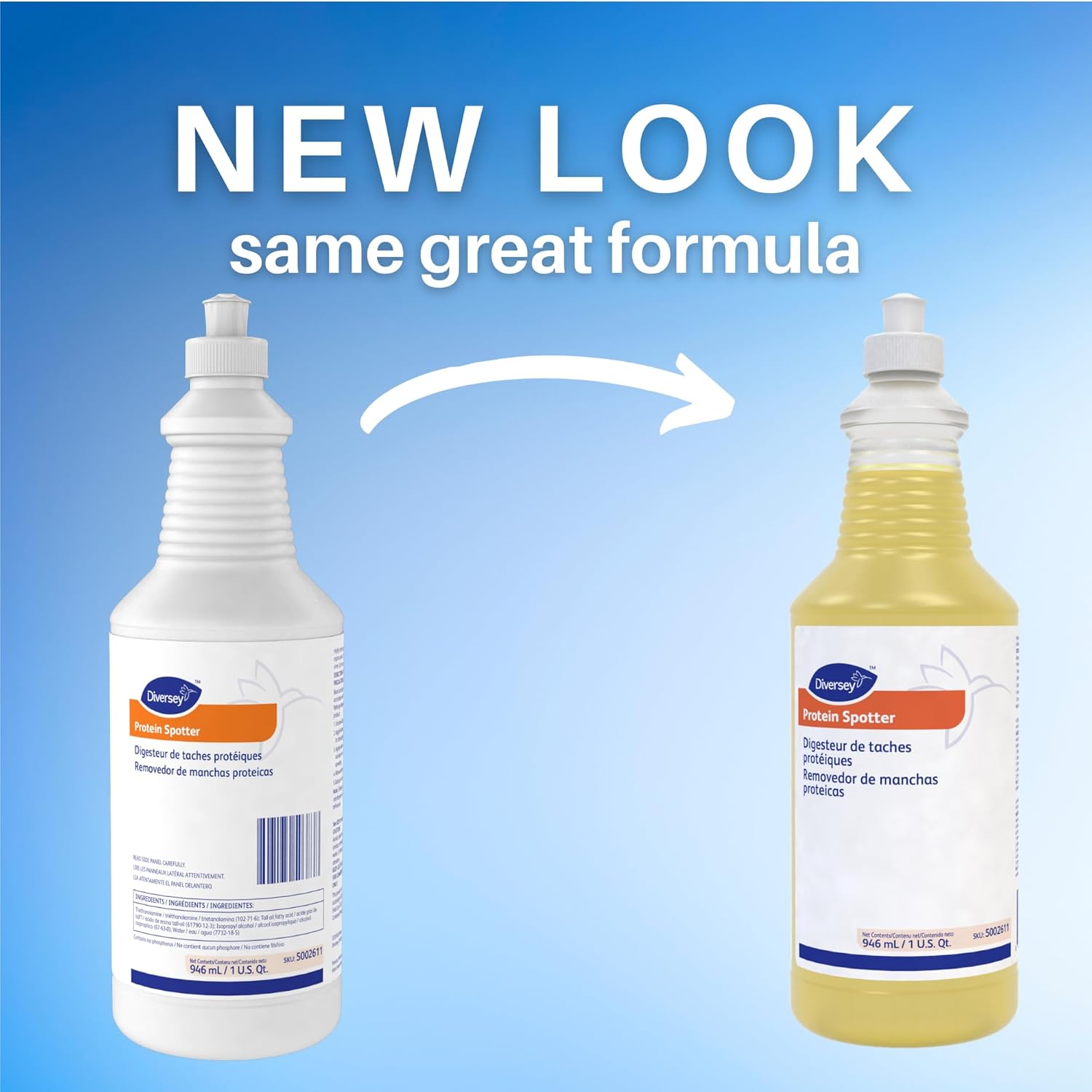 Diversey 5002611 Protein Spotter, Removes Organic Soils on Carpet Including Bodily Fluids & Tough Stains, Ready-to-Use Liquid, 32-Ounce