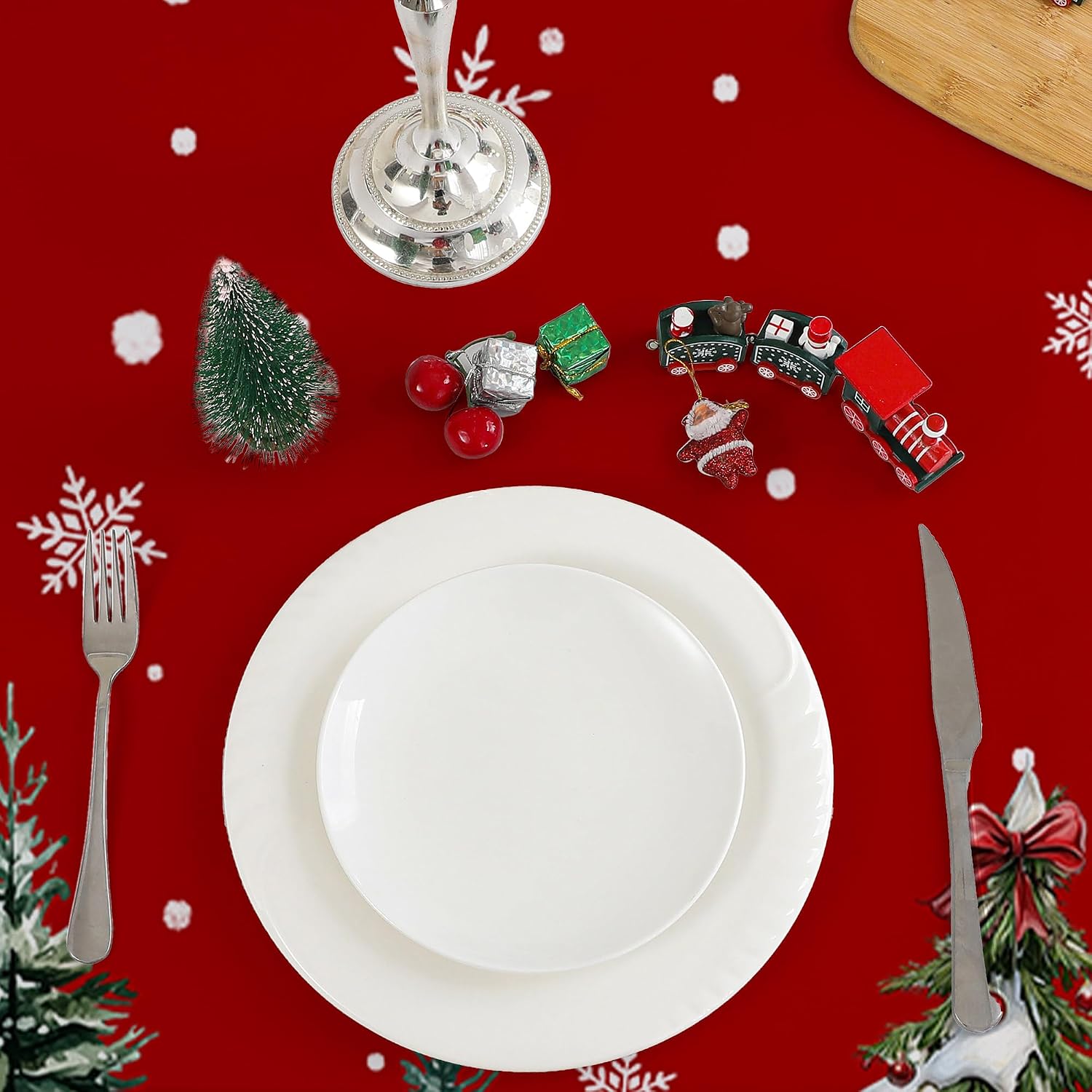 Round Christmas Tablecloth 70 inches - Santa Christmas Decor