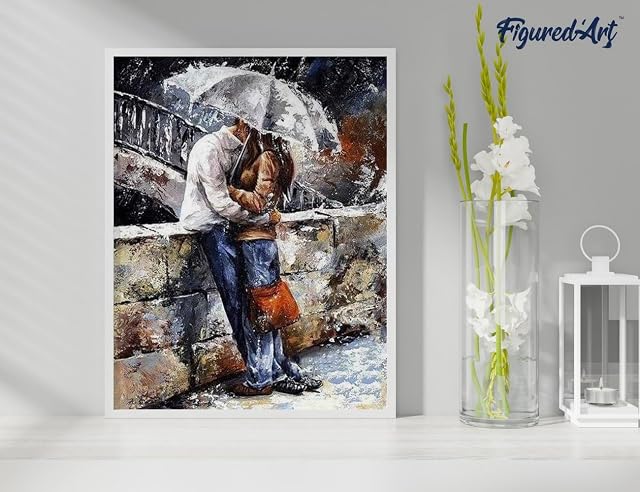 Foto 4 de 8 de Figured'Art Pintar por Numeros Adultos Paraguas Y Beso Bajo La Lluvia