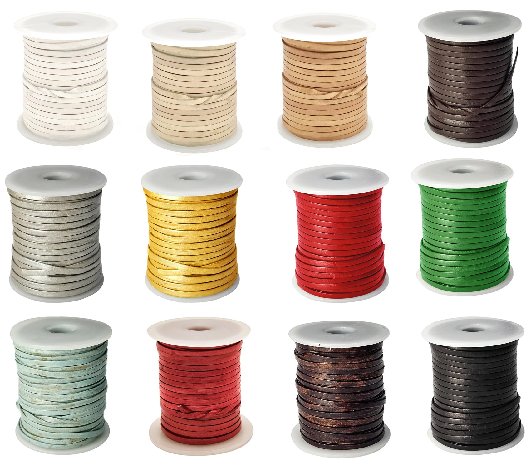 esnado Laccio in pelle piatto | Larghezza 3 mm, Spessore 1 mm | Lunghezza: 15 metri | Colore: Argento | VERO cuoio - conciato vegetale | per il fai da te | Produzione di gioielli