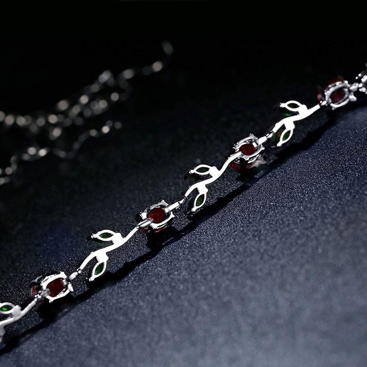 14K Gold Plated 7 in Bracelet for Women Flower Vine Ruby Tennis bracelet