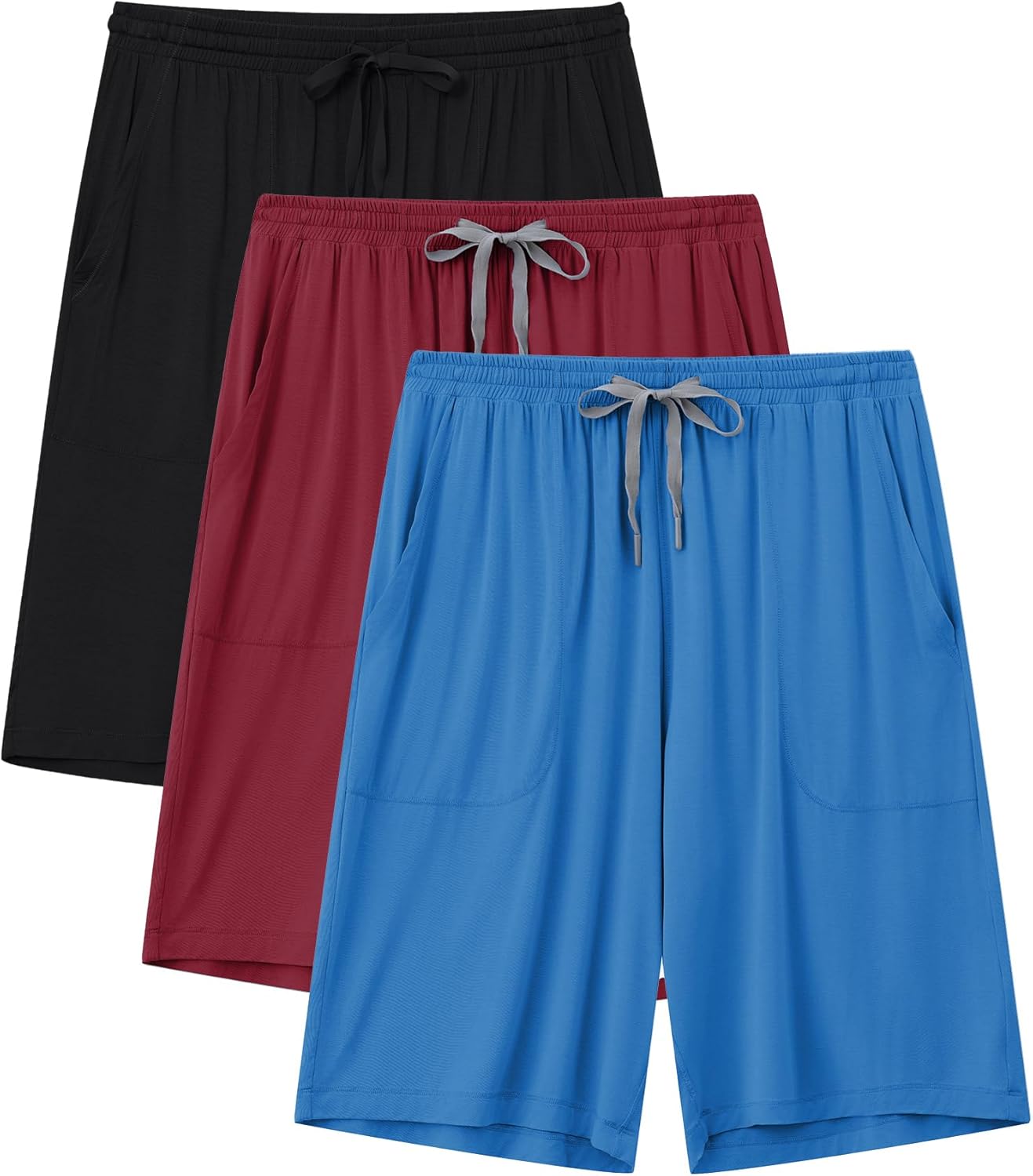 COLORFULLEAF Mens Pajama Shorts Bamboo Lightweight Sleep Shorts Lounge Wear Pajama Pants with Drawstring Pockets 2 or 3 Pack