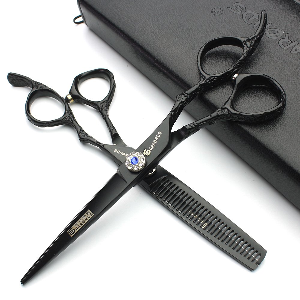 Ciseaux de coiffure salon 6 pouces 17.5cm noir pour rafraîchir vos coupes