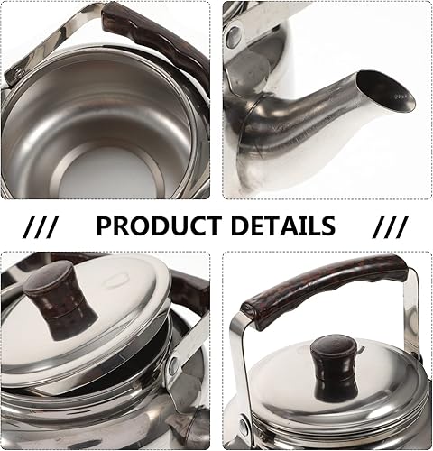 Miniatura 7 de Hervidor de té de 33.8 fl oz para estufa, tetera de acero inoxidable con mango anti-caliente, caldera de té de agua caliente, tetera para té, café,