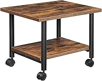 HOOBRO 2-Tier Industrial Printer Stand with Wheels - Under Desk Mobile Cart, Heavy Duty Storage Shelf for Home Office Printers, Rustic Brown/Black BF02PS01G1