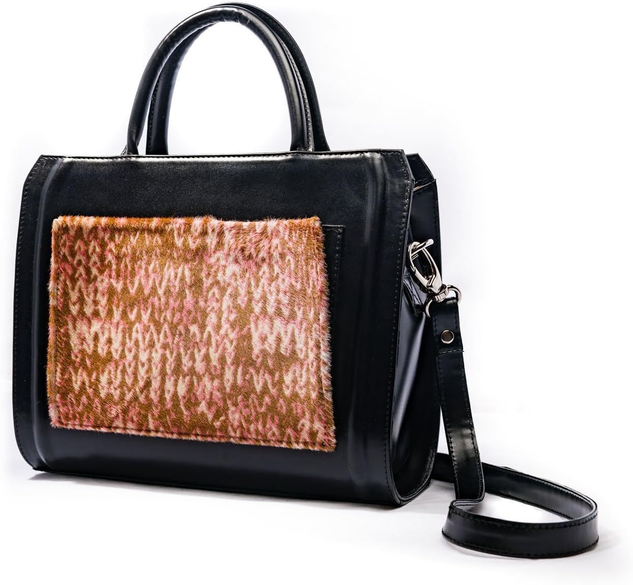 Pony Hair Pocket Women Shoulder Black Bag MURA GURA ANABEL Pink
