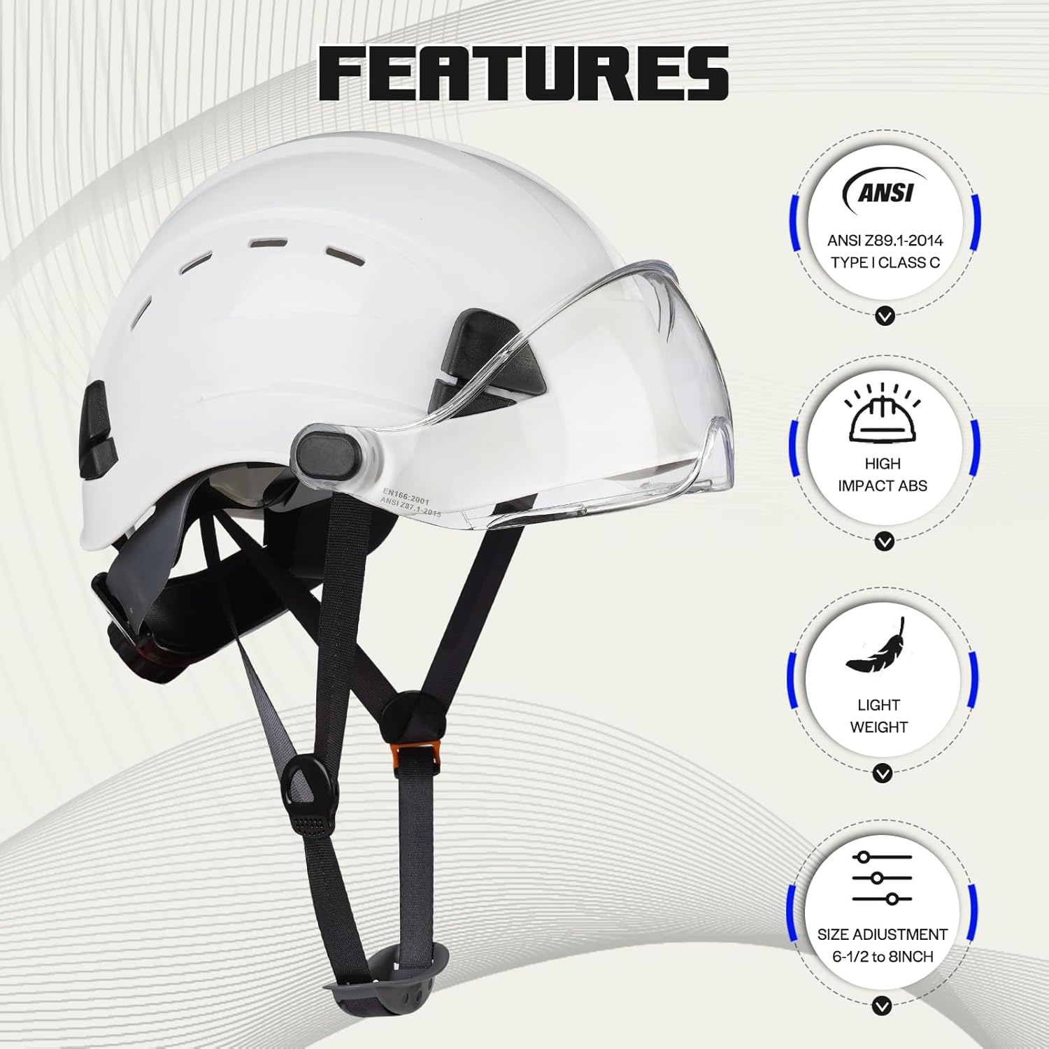 Hard Hats Construction OSHA Safety Helmet with Visor ANSI Z89.1 Approved Vented Hardhat with Chin Strap Arborist Tree Work Helmet Casco De Construccion
