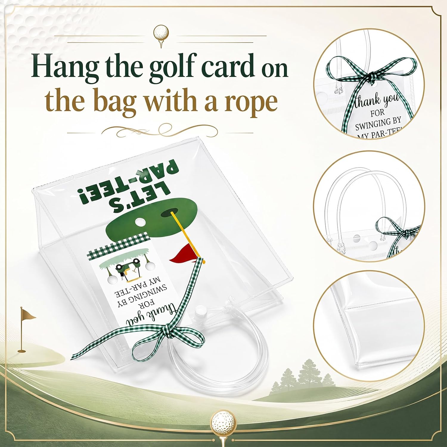 Colarr 49 Pcs Golf Gift Bags with Handles and Cards, PVC Clear Goodies Bags image 3