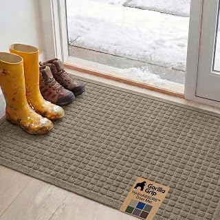 GORILLA GRIP® HydroABSORB Door Mat for Indoor Outdoor Use, 47x35 Beige